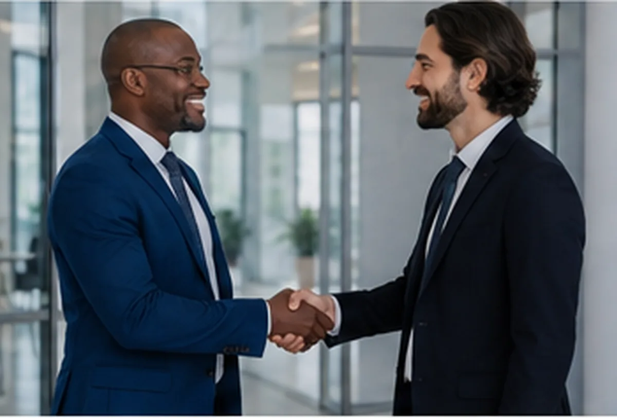 Two business partners shaking hands