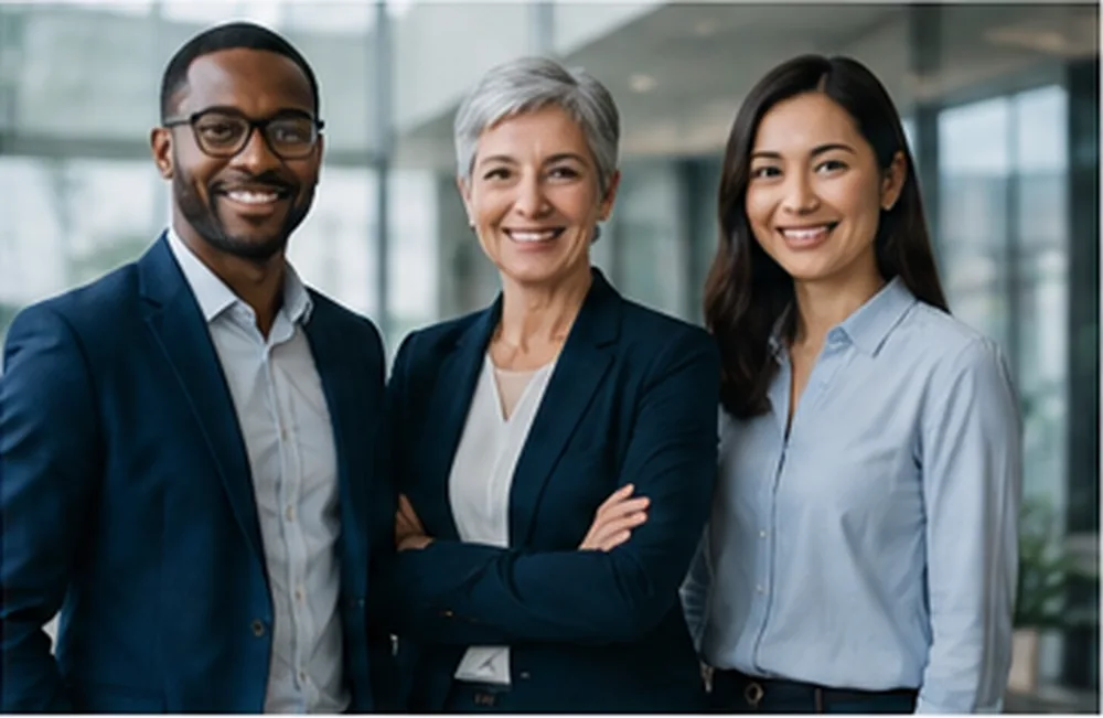 A team of professionals in an office